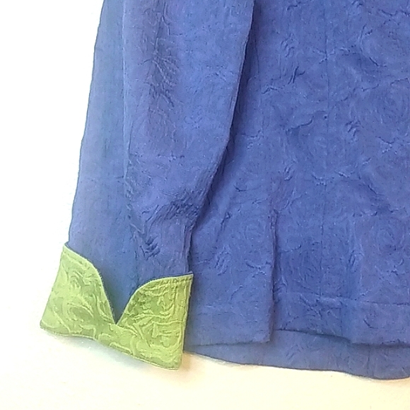 Coldwater Creek button up purple with green blazer rose textured damask size 8 - Picture 8 of 12